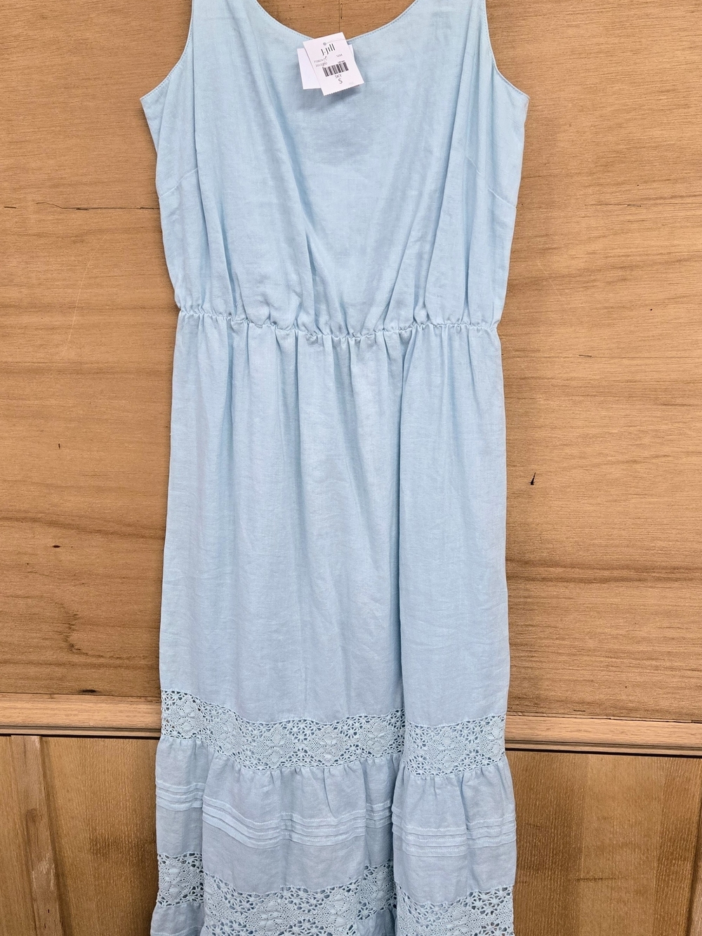 J.Jill Maxi Fully Lined 100% Linen Dress in Blue Size Small